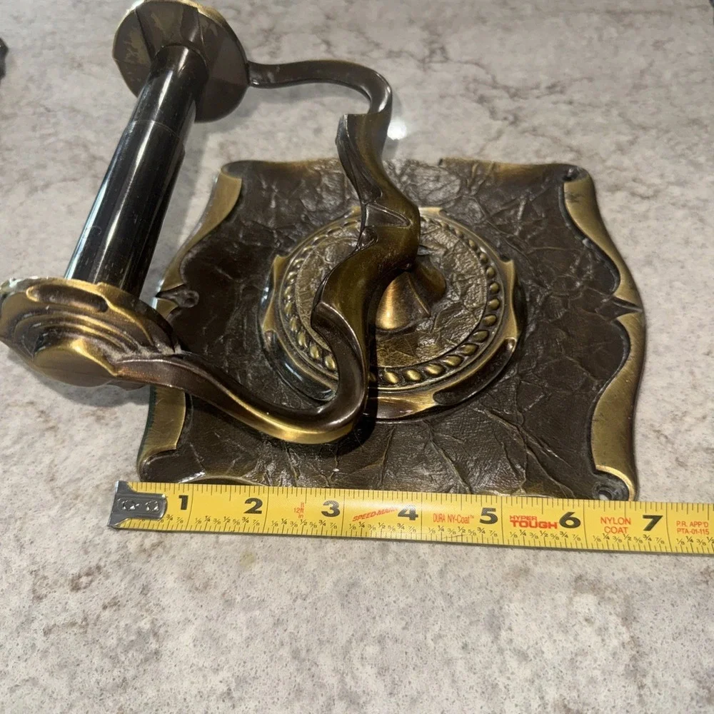 Vintage Brass Towel Bars Toilet Paper Holder Set of 3 Wall Mounted No Screws